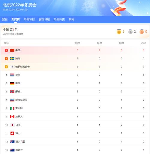 冬奥会中国金牌榜第几